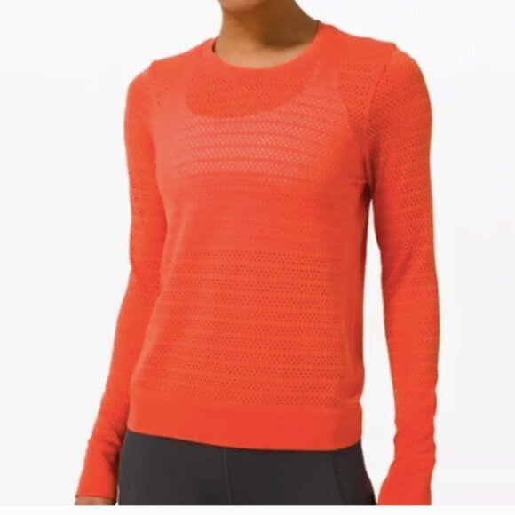 lululemon athletica Tops - Lululemon Breeze By Long Sleeve Orange- Size 6 Medium